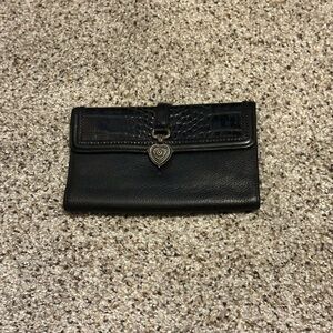 Brighton Black Leather Wallet with Silver Accent